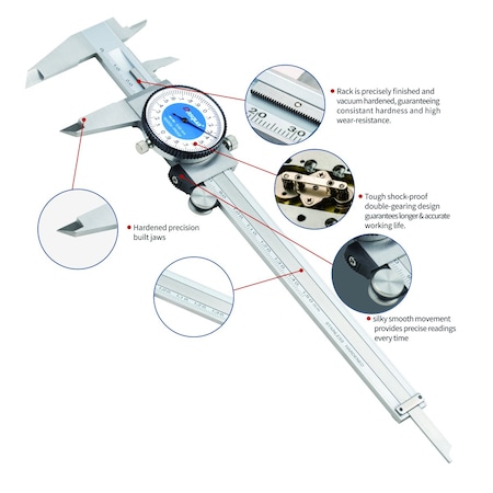 H & H Industrial Products Dasqua 0-4" Machinist Grade Dial Caliper 1332-4105